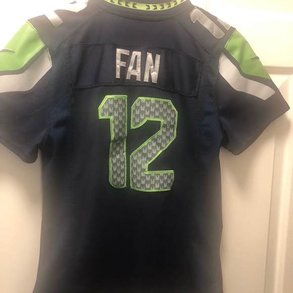 Nike On Field NFL Authentic Seattle Seahawks #12 Fan  Blue Lime Jersey Sz SM - Picture 6 of 11